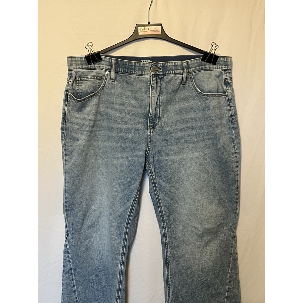 Terra & Sky Women's Size 20W Flare Leg Light Blue Denim Jeans Button & Zip Waist - Picture 2 of 15